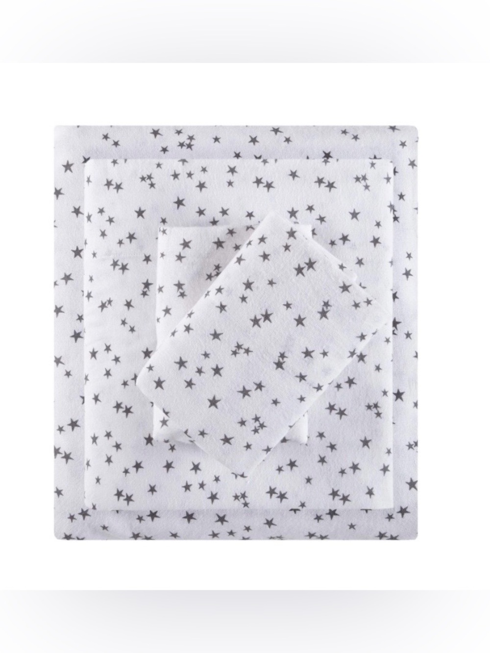 FULL SIZE Flannel Sheet Set 4Pc - GRAY STAR